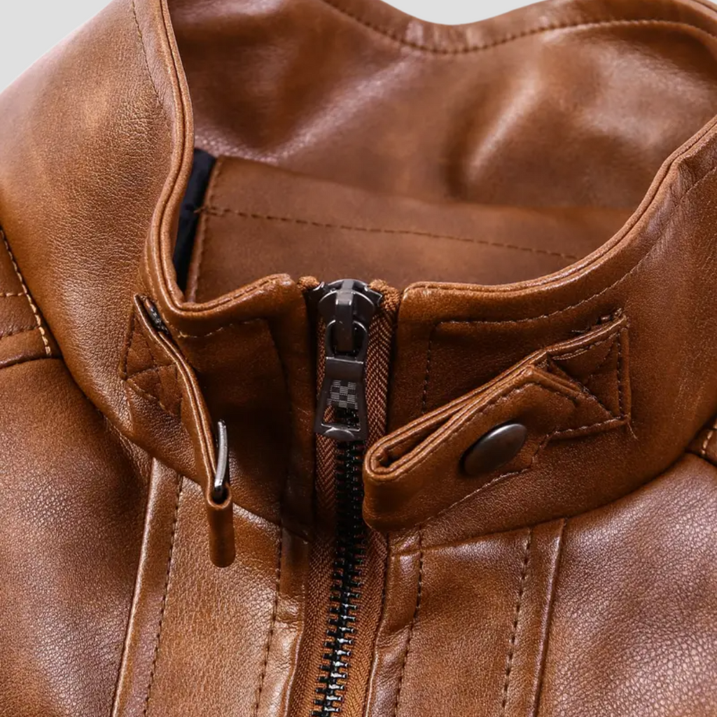 Veste motard rétro homme à col montant boutonné, du S au 3XL