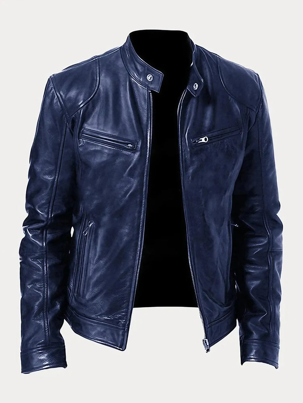 Veste moto homme à poches zippées, dix coloris, du S au 5XL, bleu foncé