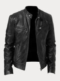 Veste moto homme à poches zippées, dix coloris, du S au 5XL, noir