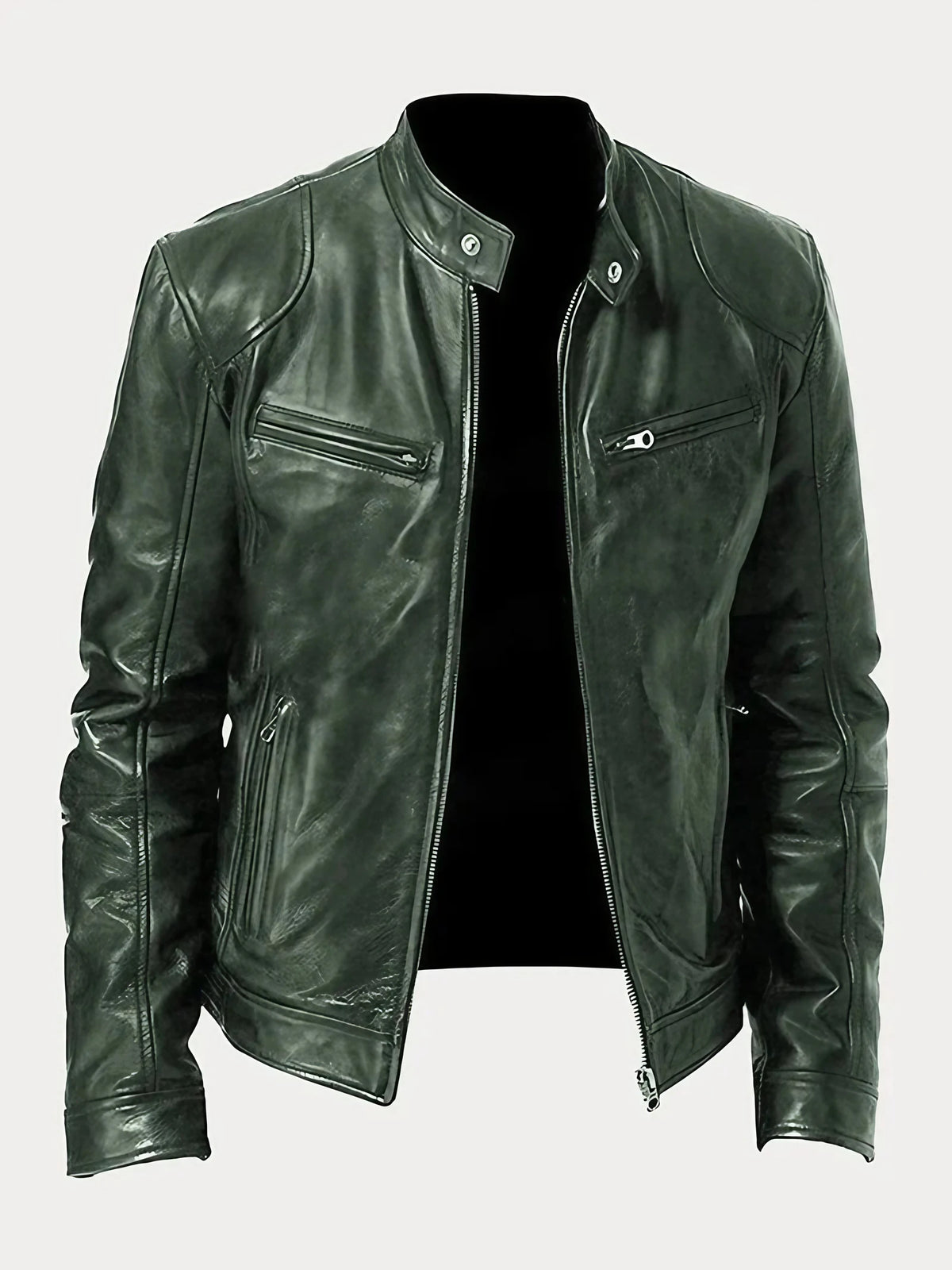 Veste moto homme à poches zippées, dix coloris, du S au 5XL, vert militaire