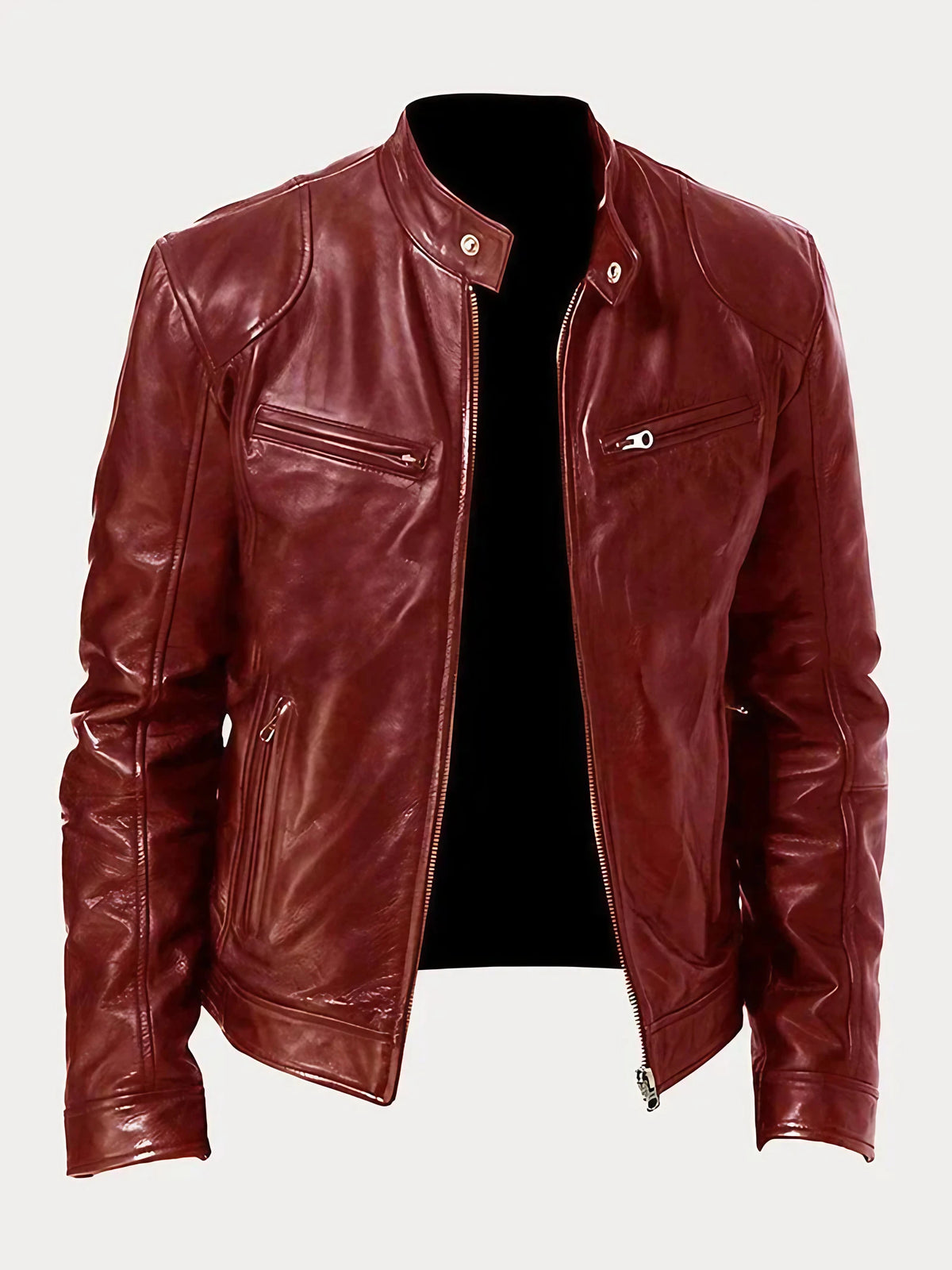 Veste moto homme à poches zippées, dix coloris, du S au 5XL, bordeaux