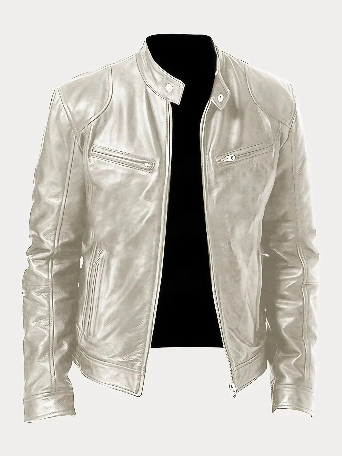 Veste moto homme à poches zippées, dix coloris, du S au 5XL, argenté