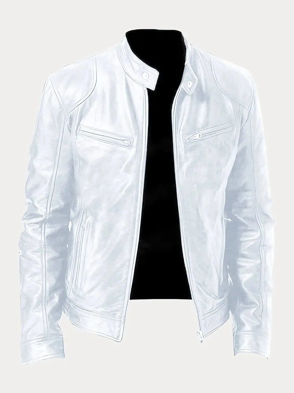 Veste moto homme à poches zippées, dix coloris, du S au 5XL, blanc