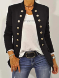 Veste noire femme boutonnée à manches longues, noir