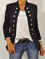 Veste noire femme boutonnée à manches longues, noir