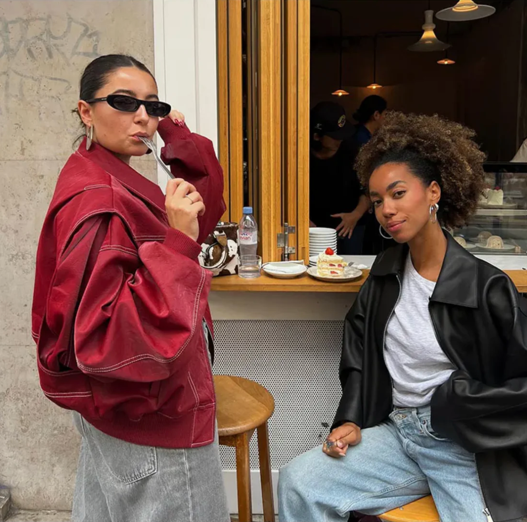 Veste courte rouge oversize pour femme, du S au XL
