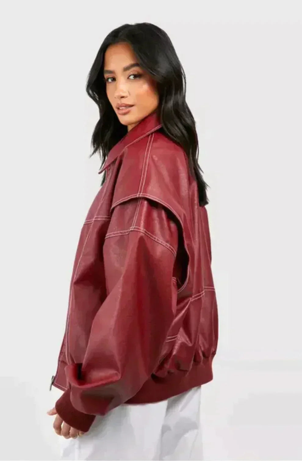 Veste courte rouge oversize pour femme, du S au XL