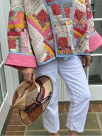Veste patchwork femme à coupe décontractée, rose ou verte