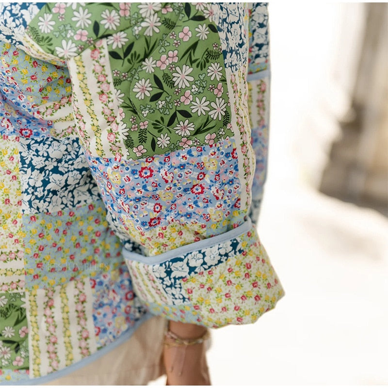 Veste patchwork femme à coupe décontractée, rose ou verte