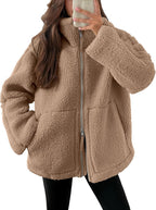 Veste polaire femme à col revers, zip et poches, neuf coloris