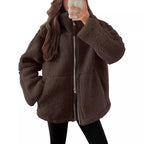 Veste polaire femme à col revers, zip et poches, neuf coloris