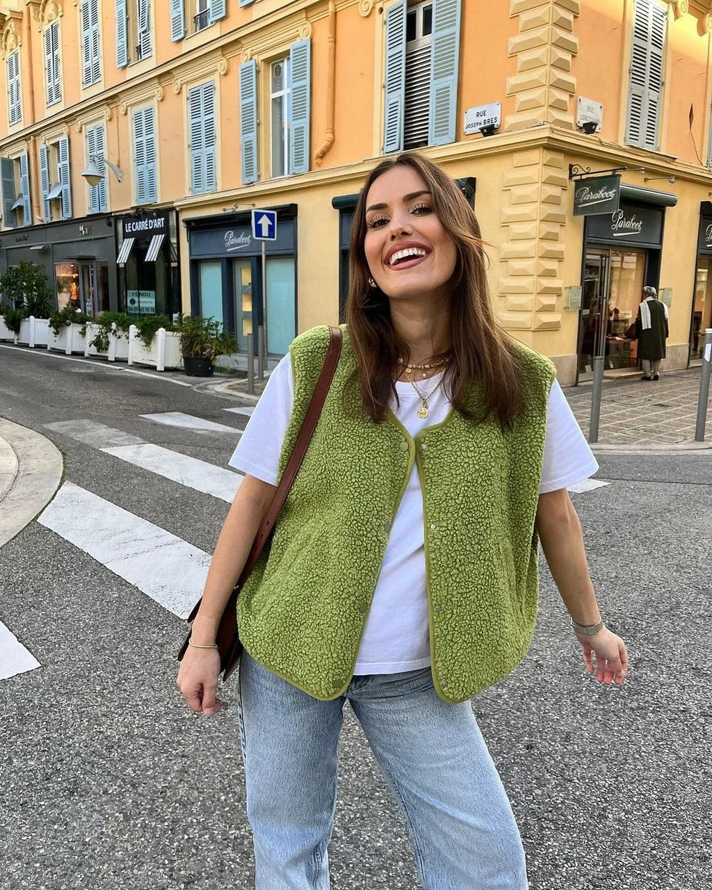 Gilet sans manches femme en polaire, uni, pour la mi-saison