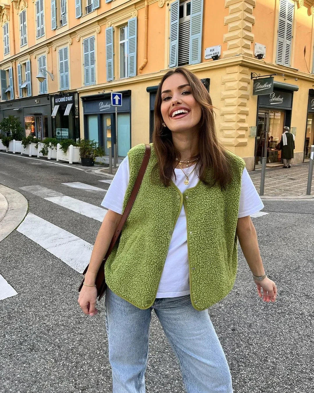 Gilet sans manches femme en polaire, uni, pour la mi-saison
