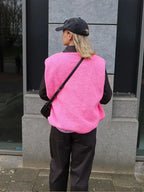 Gilet sans manches femme en polaire, uni, pour la mi-saison
