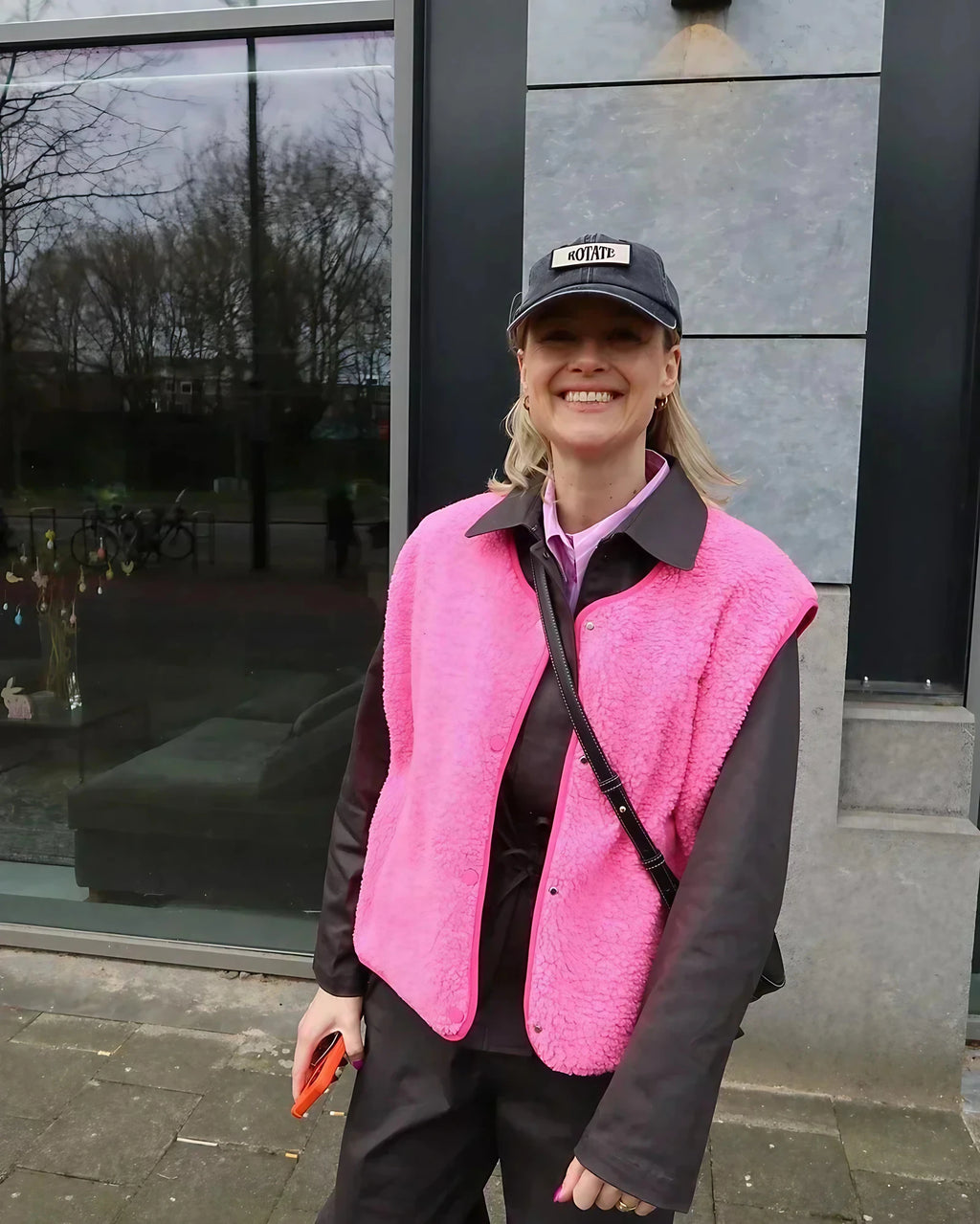 Gilet sans manches femme en polaire, uni, pour la mi-saison, rose