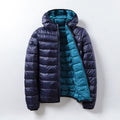 Veste matelassée légère mixte à capuche, pliable, huit coloris, bleu marine