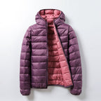 Veste matelassée légère mixte à capuche, pliable, huit coloris, rose violet