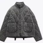 Doudoune femme légère à poches multiples, quatre coloris, gris foncé