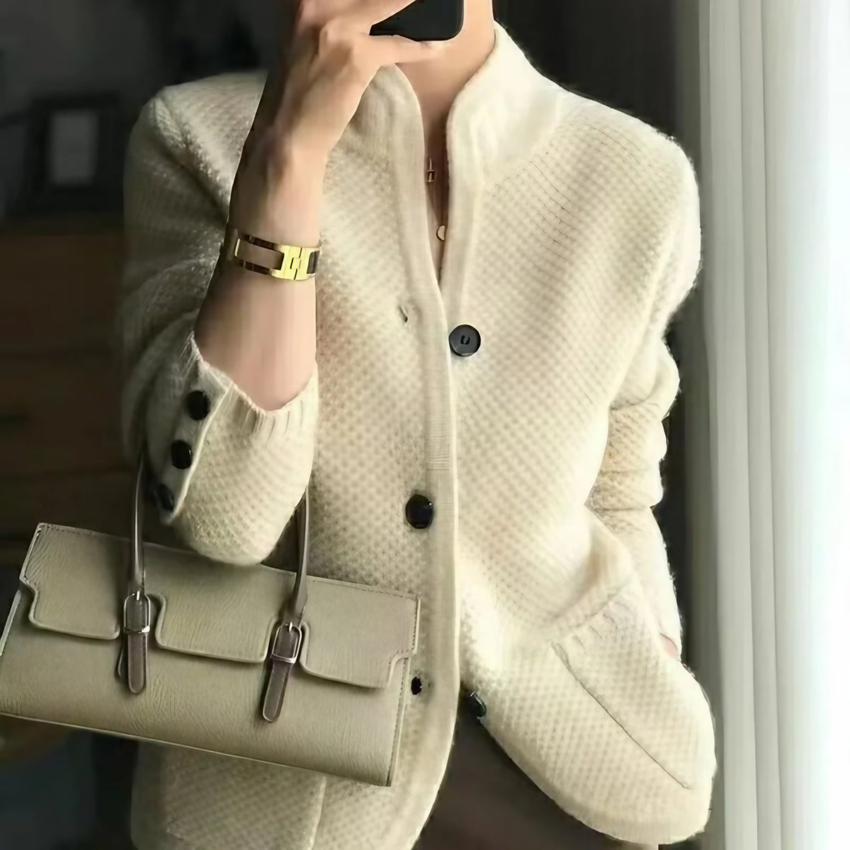 Veste-pull femme chaude, beige, marron ou gris, beige