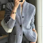 Veste-pull femme pour l'hiver, beige, marron ou gris, du S au 2XL