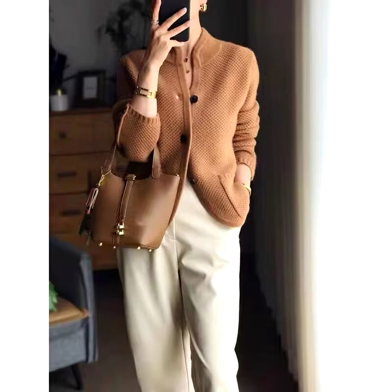 Veste-pull femme pour l'hiver, beige, marron ou gris, du S au 2XL