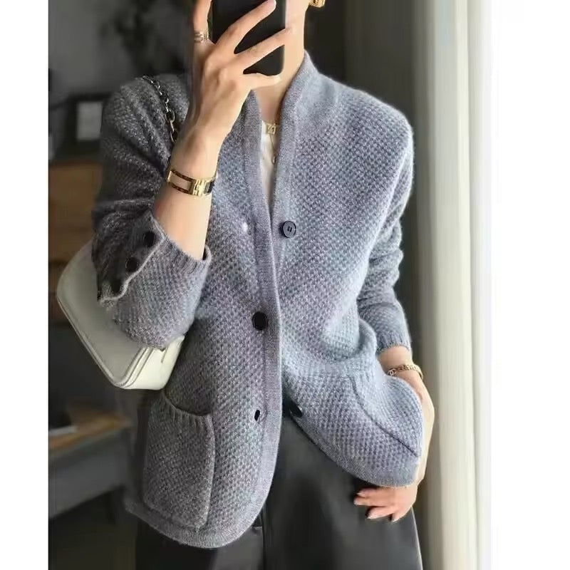 Veste-pull femme pour l'hiver, beige, marron ou gris, du S au 2XL