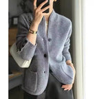 Veste-pull femme pour l'hiver, beige, marron ou gris, du S au 2XL