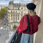 Veste rouge femme coupe oversize, pour l'automne