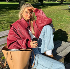 Veste rouge femme coupe oversize, pour l'automne