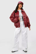 Veste rouge femme coupe oversize, pour l'automne, rouge