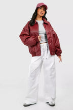 Veste rouge femme coupe oversize, pour l'automne, rouge
