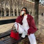 Veste rouge femme coupe oversize, pour l'automne