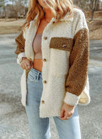 Veste sherpa femme boutonnée, deux poches poitrine, du S au 2XL
