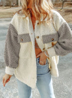 Veste sherpa femme boutonnée, deux poches poitrine, du S au 2XL