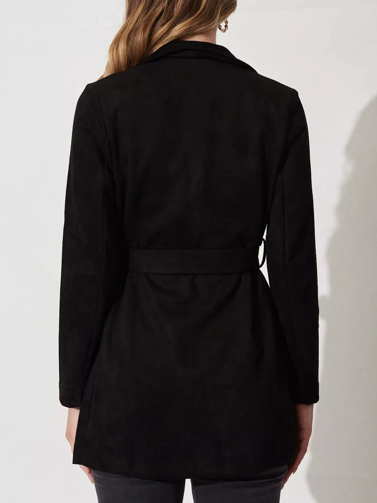 Veste fluide femme à col large, sans fermeture, marron ou noir
