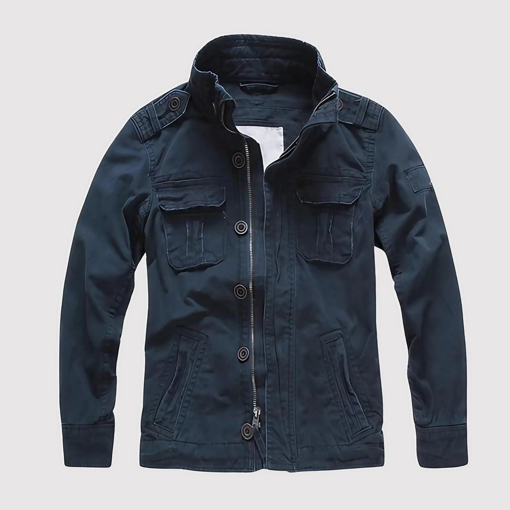 Veste homme mi-saison à manches longues et poches, cinq coloris, bleu marine