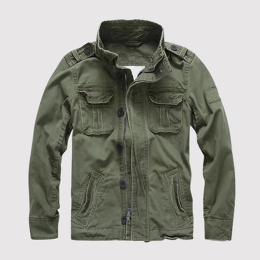 Veste homme mi-saison à manches longues et poches, cinq coloris, vert armée