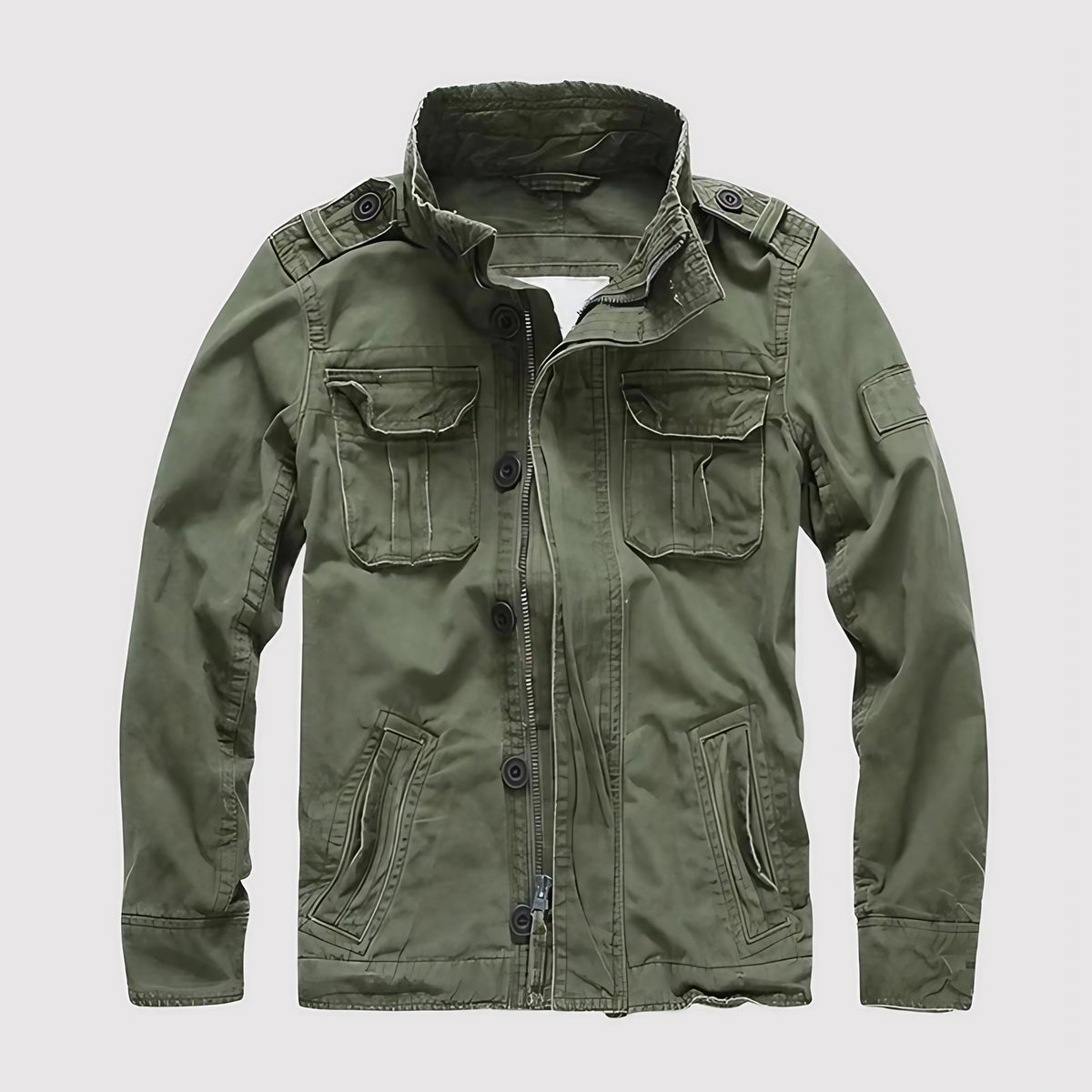 Veste homme mi-saison à manches longues et poches, cinq coloris, vert armée
