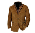 Veste homme vintage boutonnée à poches, doublée, cinq coloris, café