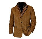 Veste homme vintage boutonnée à poches, doublée, cinq coloris, café
