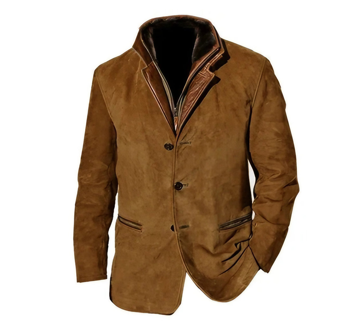 Veste homme vintage boutonnée à poches, doublée, cinq coloris, café