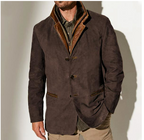 Veste homme vintage boutonnée à poches, doublée, cinq coloris, marron foncé