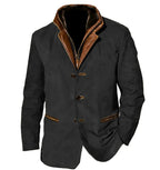 Veste homme vintage boutonnée à poches, doublée, cinq coloris, noir