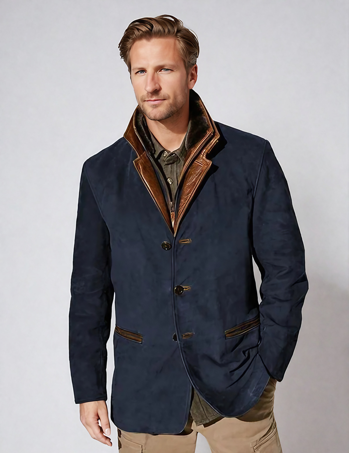 Veste homme vintage à col montant, cinq coloris, du S au 5XL, bleu
