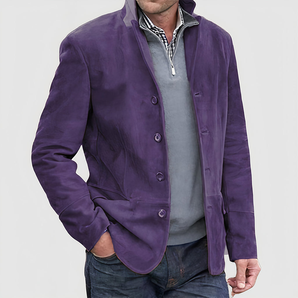 Veste homme vintage à col rabattu, du S au 3XL, pourpre