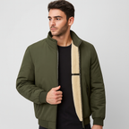 Veste zippée homme à intérieur chaud, poignets ajustés, vert militaire