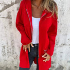 Veste zippée femme à col classique, manches longues, cinq coloris, rouge