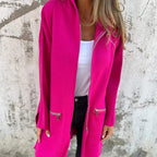 Veste zippée femme à col classique, manches longues, cinq coloris, rose