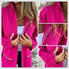 Veste zippée femme à col classique, manches longues, cinq coloris