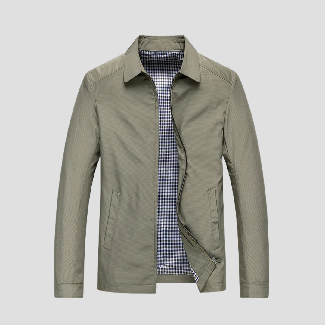 Veste imperméable homme zippée, doublure à carreaux